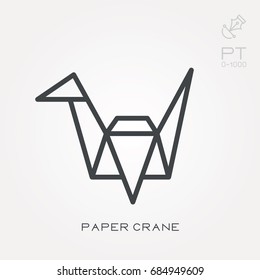 Line icon paper crane