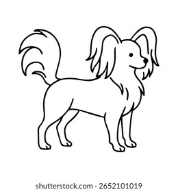 ícone de linha papillon dog vetor em fundo branco
Ícone de vetor da raça do cão no fundo branco