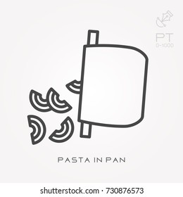 Line icon pasta in pan