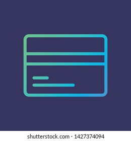 Line icon payment card isolated on purple background. Vector illustration.