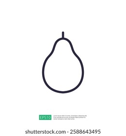 Line Icon of a Pear on a Minimalistic Background with Natural Colors and Simple Shape Illustration for Design Purposes or Use Cases Such as Print Materials, Labels, or Cards. An