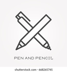 Line icon pen and pencil