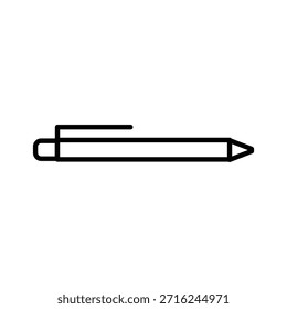 Icono de línea de un bolígrafo que representa la escritura, la firma y las actividades de estudio. Ideal para App en educación, Sitios web de oficina, diseño de interfaz de usuario, documentación y gráficos académicos o empresariales.
