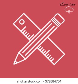 Line icon- Pencil and ruler