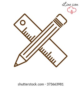 Line icon- Pencil and ruler