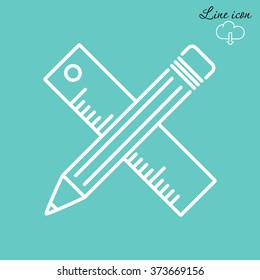 Line icon- Pencil and ruler