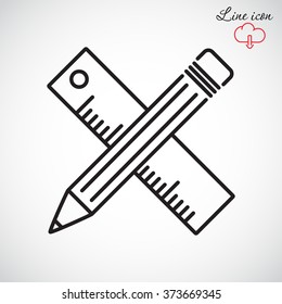 Line icon- Pencil and ruler