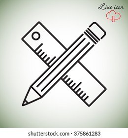 Line icon- Pencil and ruler
