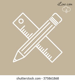 Line icon- Pencil and ruler