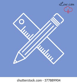 Line icon- Pencil and ruler