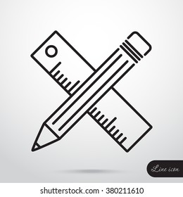 Line icon- Pencil and ruler