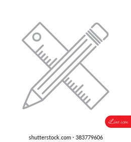 Line icon- Pencil and ruler