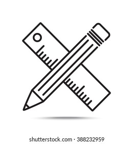 Line icon- Pencil and ruler