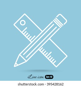 Line icon- Pencil and ruler