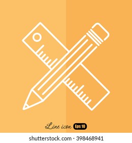Line icon- Pencil and ruler