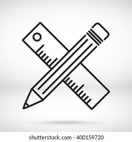 Line icon- Pencil and ruler