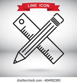 Line icon- Pencil and ruler