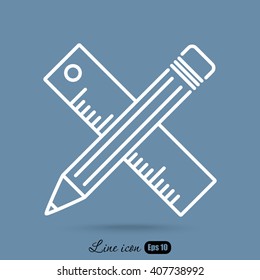 Line icon- Pencil and ruler
