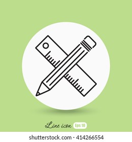Line icon- Pencil and ruler