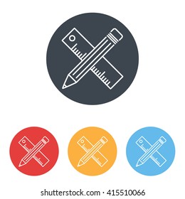 Line icon- Pencil and ruler