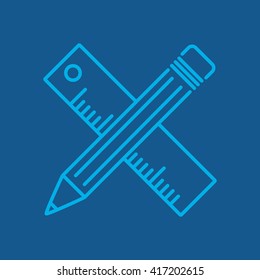 Line icon- Pencil and ruler