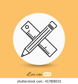Line icon- Pencil and ruler