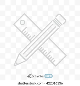 Line icon- Pencil and ruler