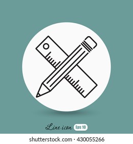 Line icon- Pencil and ruler
