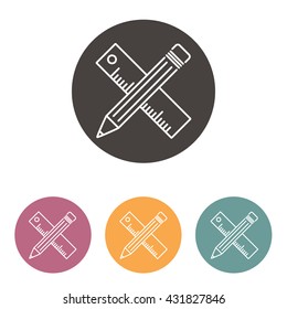 Line icon- Pencil and ruler