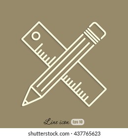 Line icon- Pencil and ruler