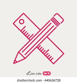 Line icon- Pencil and ruler