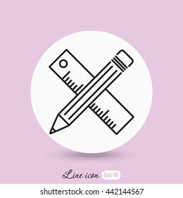 Line icon- Pencil and ruler