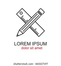 Line icon- Pencil and ruler
