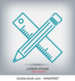 Line icon- Pencil and ruler