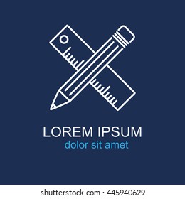 Line icon- Pencil and ruler