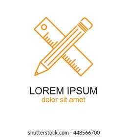 Line icon- Pencil and ruler