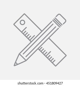 Line icon- Pencil and ruler