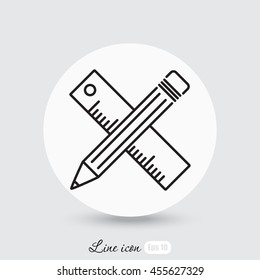 Line icon- Pencil and ruler