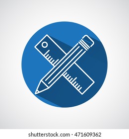 Line icon- Pencil and ruler