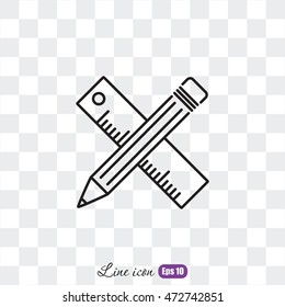 Line icon- Pencil and ruler