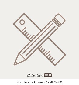 Line icon- Pencil and ruler