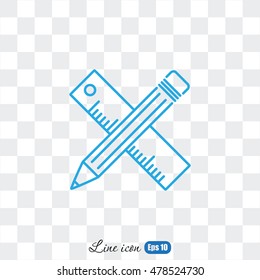Line icon- Pencil and ruler