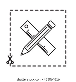 Line icon- Pencil and ruler