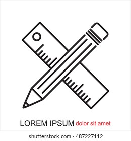 Line icon- Pencil and ruler