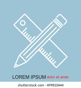 Line icon- Pencil and ruler