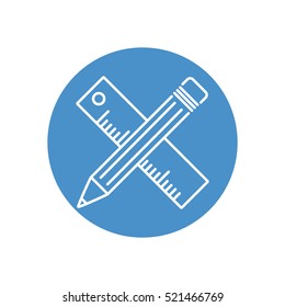 Line icon- Pencil and ruler