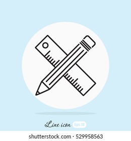 Line icon- Pencil and ruler