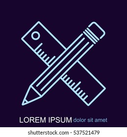 Line icon- Pencil and ruler