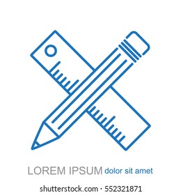 Line icon- Pencil and ruler