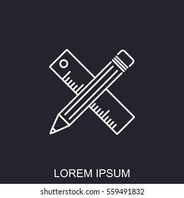 Line icon- Pencil and ruler
